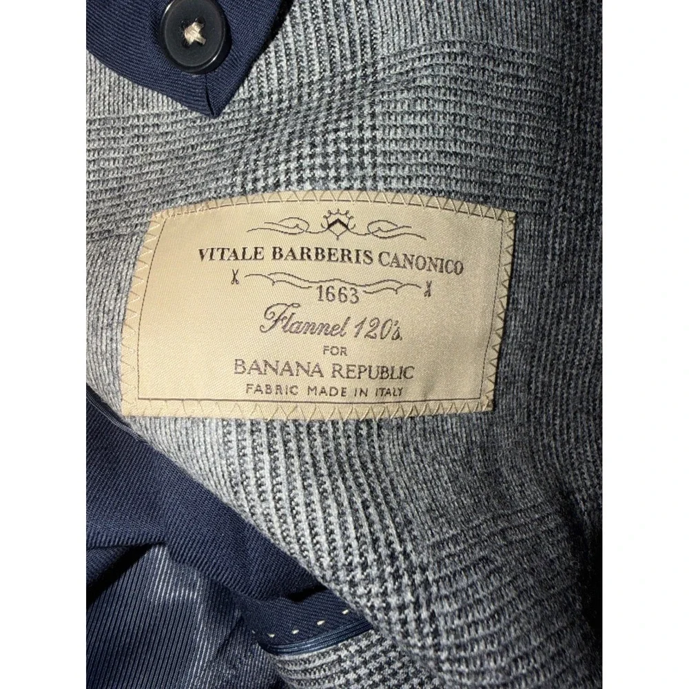 Banana Republic Vitale Barberis Canonico Wool Blazer Grey Plaid 38R Slim Fit A1
